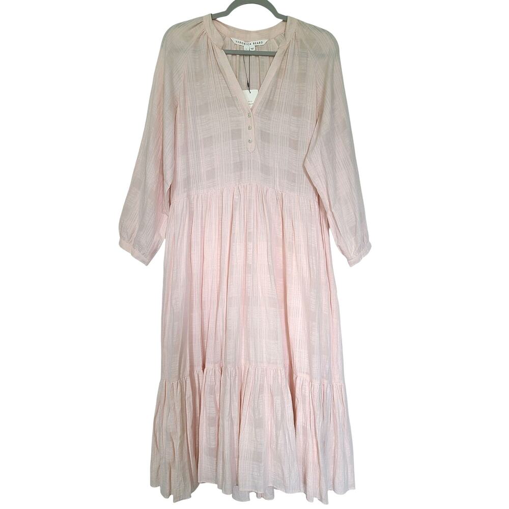 Veronica Beard Sarita Tiered Midi Dress Blush Pink NWT Size Large (Flaw) - Picture 3 of 11